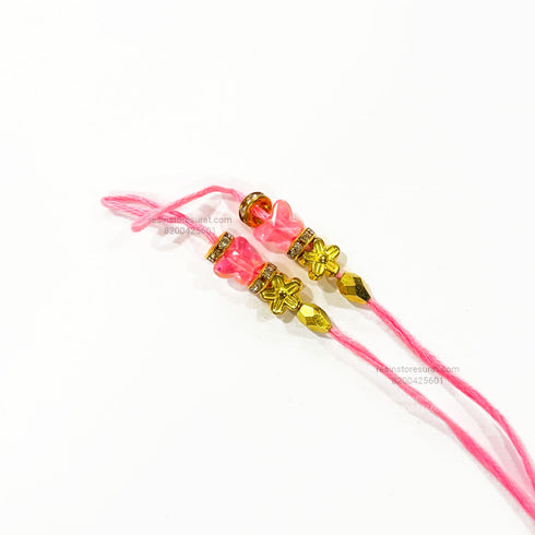 Pink Reflective Butterfly Readymade Rakhi Thread - RT21 (5 Pairs)