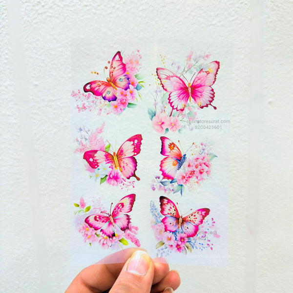 Pink Butterfly Insert Sheet - A6