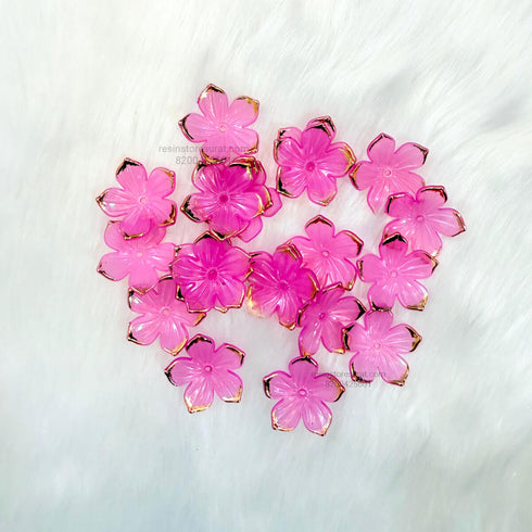 Pink Acrylic flower with golden border