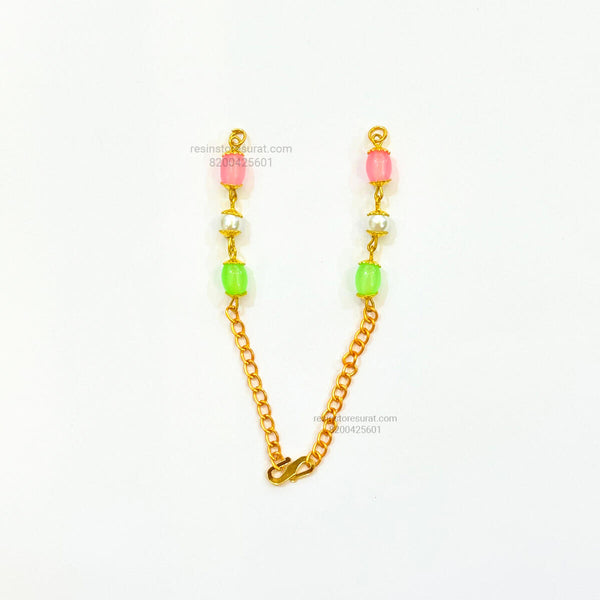 Pink Green Pearl Rakhi Bracelet Chain