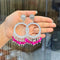 Silver Round Pink Beads Resin Jhumka