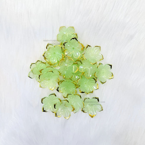 Pista Green Acrylic flower with golden border