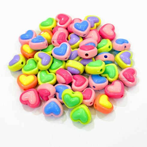 Colorful Heart Rakhi Beads - 10 Pcs