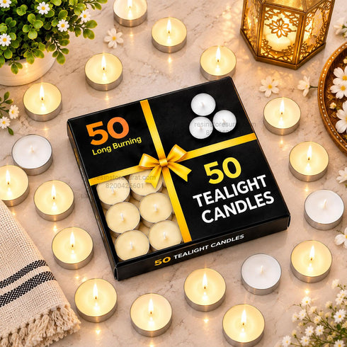 Premium Tealight Candles - 50 Pcs
