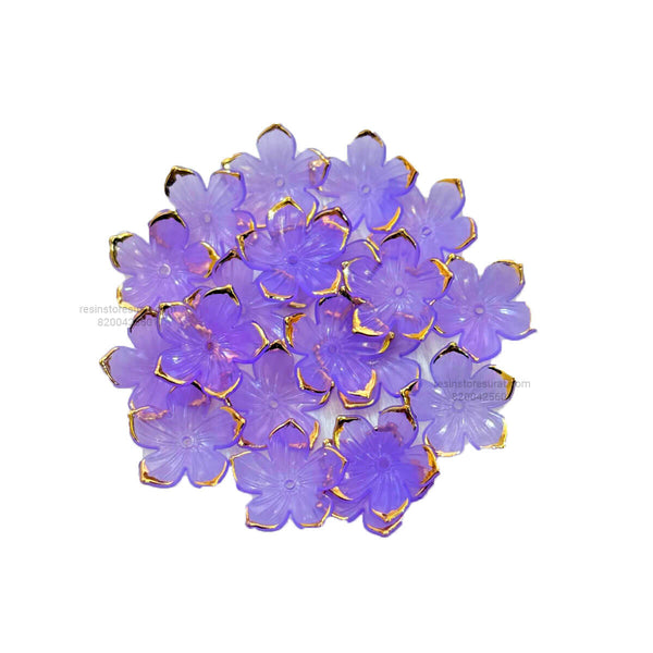 Dark Purple Acrylic flower with golden border