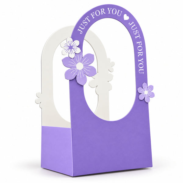 Purple Gift Box with Window – Just For You Floral Packaging Box (2 Pcs Set)