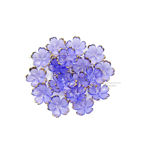 Purple Acrylic Cherry Blossom Flower Beads