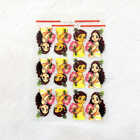 Cute Radha Krishna 3D Uv Sticker Sheet - A6