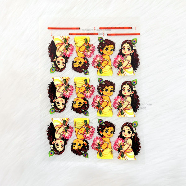 Cute Radha Krishna 3D Uv Sticker Sheet - A6