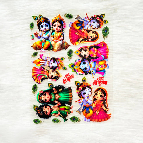 Radha Krishna 3D UV Sticker Sheet - A6