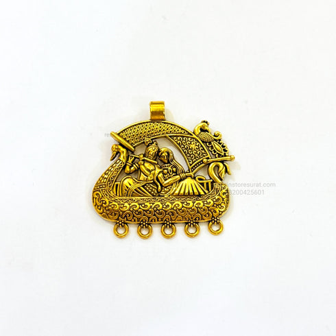 Radha Krishna Boat Gold Charm Pendant