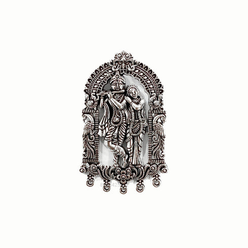 Radha Krishna Hanging Silver Pendant Charm