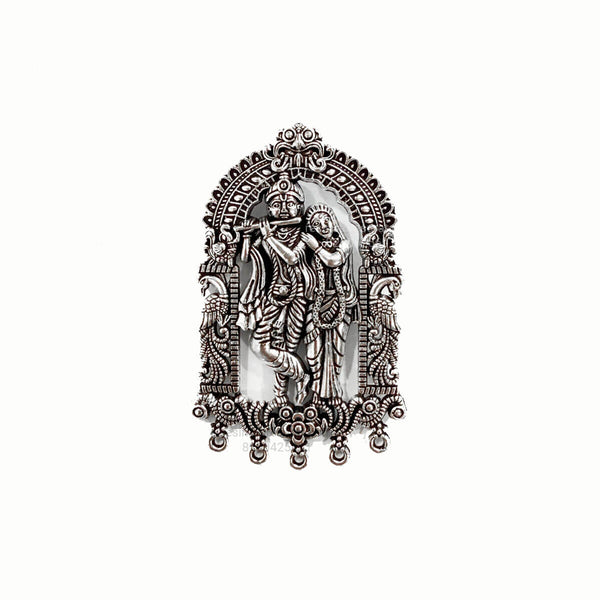 Radha Krishna Hanging Silver Pendant Charm