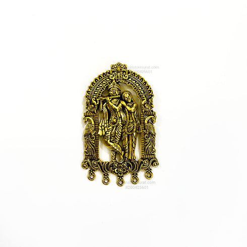 Radha Krishna Hanging Gold Pendant Charm
