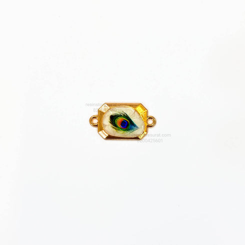 Peacock Feather Designer rectangle Metal Rakhi Charm