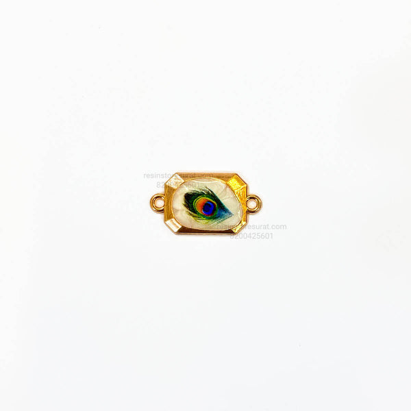 Peacock Feather Designer rectangle Metal Rakhi Charm