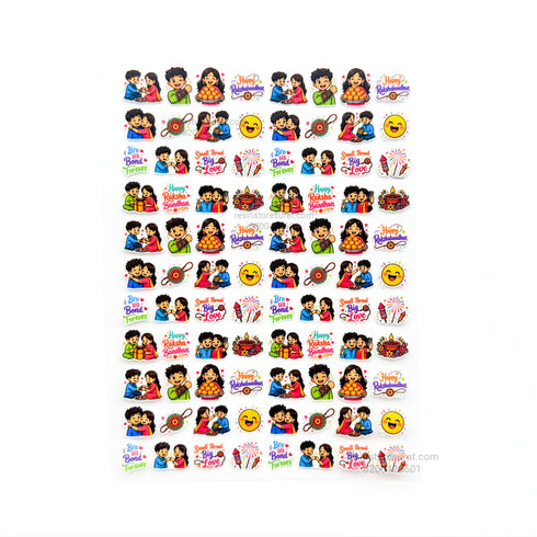 Rakhi Mix 3D UV Sticker Sheet - A6