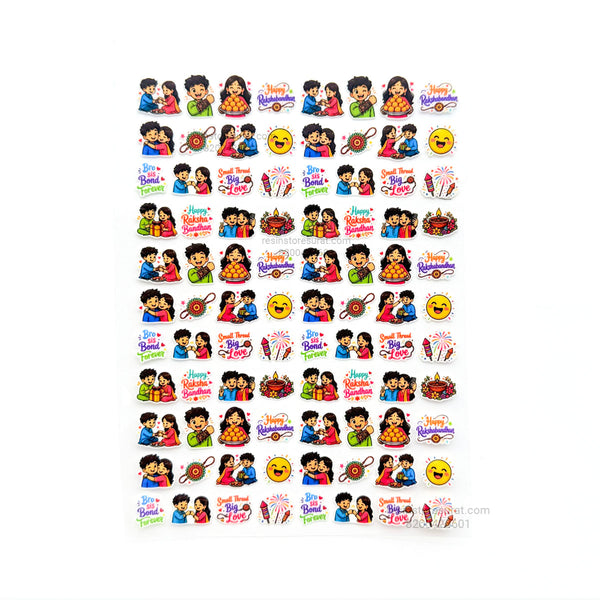 Rakhi Mix 3D UV Sticker Sheet - A6