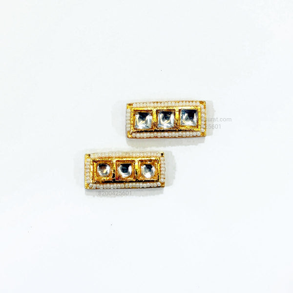 Rectangle Meenakari Kundan Beads Silver Gold Charm D12