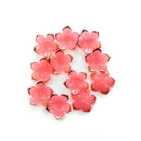 Red Acrylic flower with golden border