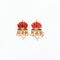 Red Lotus Meenakari Pearl Beads Gold Charm D18 - 2 Pcs