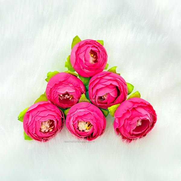 Red Pink Peony Artificial Flower - 6 Pcs