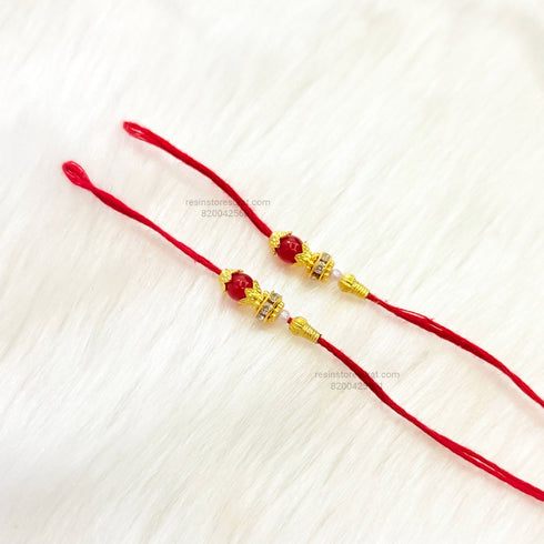 Red Readymade Rakhi Thread - RT10 (5 Pairs)