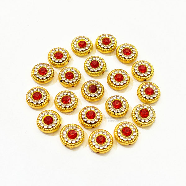 Red Diamond Rakhi Beads - 20 Pcs