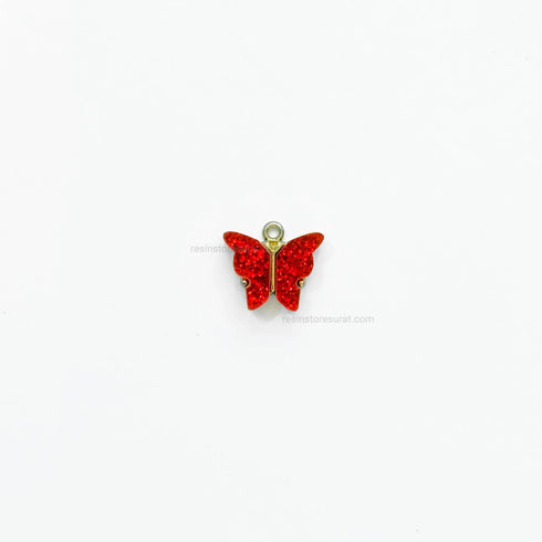 Red Glitter Butterfly Charm