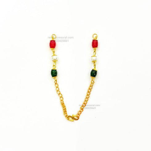 Red Green Pearl Rakhi Bracelet Chain
