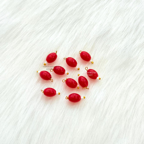 Red Jhumka Beads - 10 Pcs