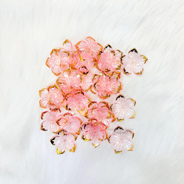 Red Pink Acrylic flower with golden border