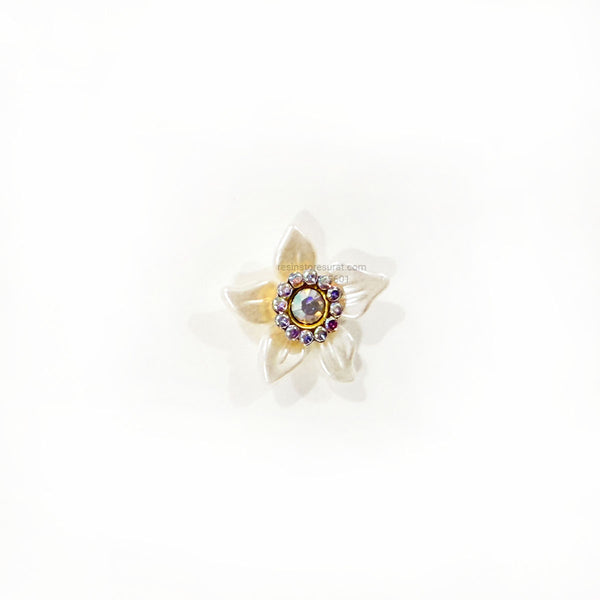 Reflective Pearl Diamond Five Petal Flower New