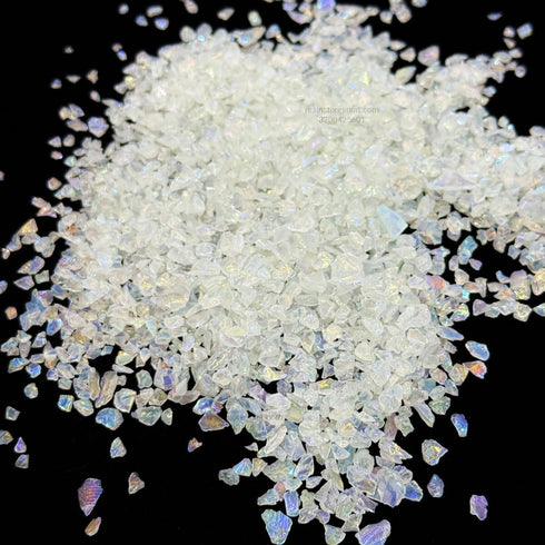 White Rainbow Metallic Granule Stone - 50 Grm