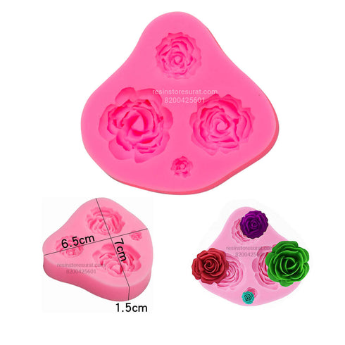 4 Cavity Rose Flower Mould