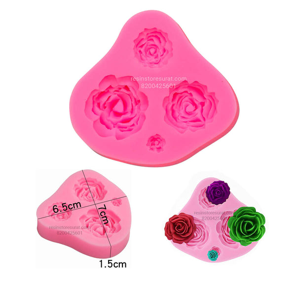 4 Cavity Rose Flower Mould