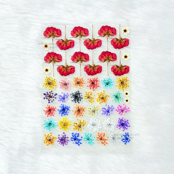 Rose and Queen breath Flower 3D UV Sticker Sheet - A6