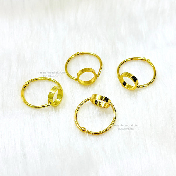 Resin Round Holo Adjustable Bezel Ring Base - Gold