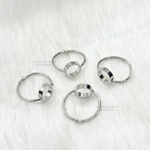 Resin Round Holo Adjustable Bezel Ring Base - Silver