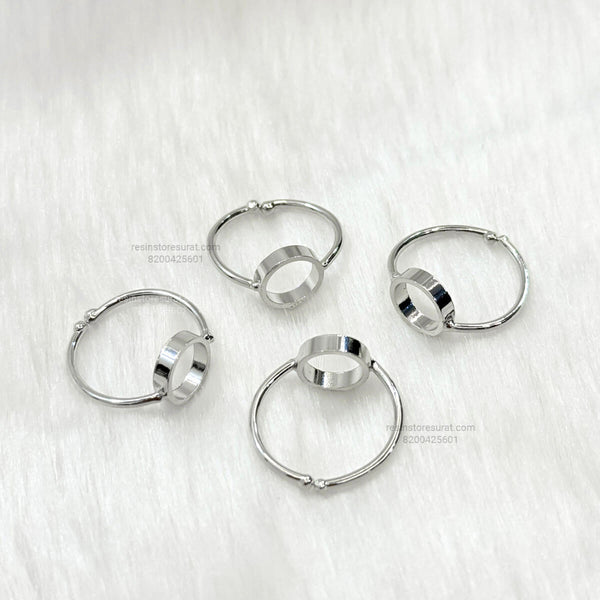 Resin Round Holo Adjustable Bezel Ring Base - Silver