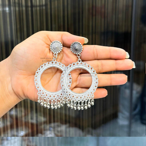 Silver Round Resin Jhumka