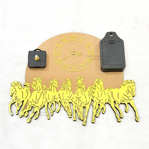 7 Running Horses Clock Set With MDF and Acrylic Cutout