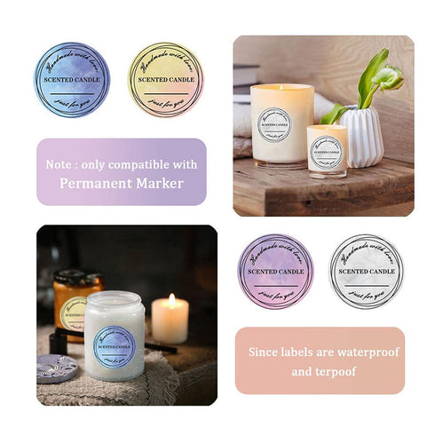 Scented Candle Label Sticker Roll – Handmade With Love Adhesive Labels - 500 Sticker Roll