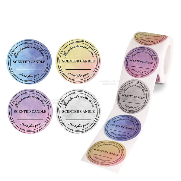 Scented Candle Label Sticker Roll – Handmade With Love Adhesive Labels - 500 Sticker Roll