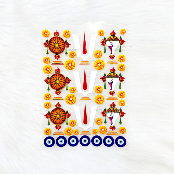 Shanku chakra namam 3D UV Sticker Sheet - A6