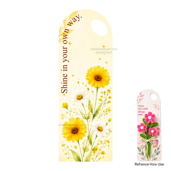 Shine in Your Own Way Design Yellow & White Daisy Floral Bouquet Flower Card with Handle - 003