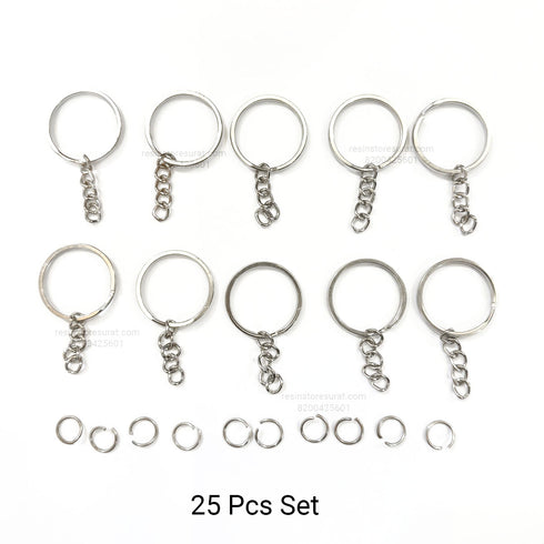 New Silver Keychain Set - 25 Pcs