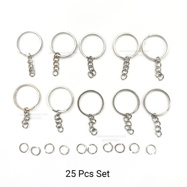 New Silver Keychain Set - 25 Pcs