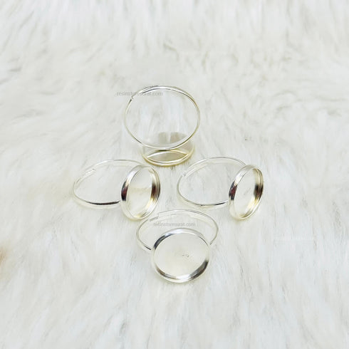 Resin Adjustable Silver Ring Base - 4 Pcs