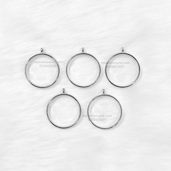 Silver Round Bezel - 5 Pcs